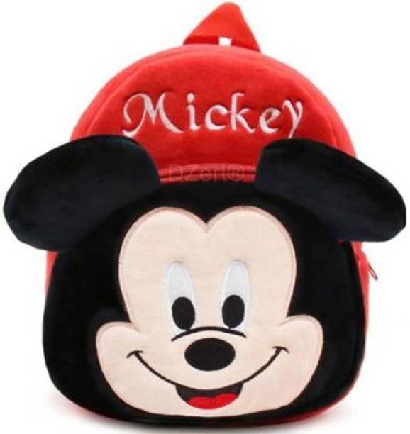 MARQUEONN Mickey Mouse School Bag For Kids S0ft Plush Backpack For Small Kids Nursery Bag Waterproof Plush Bag