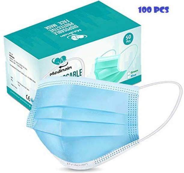 MEDINAIN 3 ply pack of 100 blue mask Surgical Mask