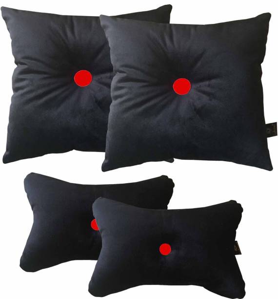 Lushomes Black, Red Polyester Car Pillow Cushion for Universal For Car