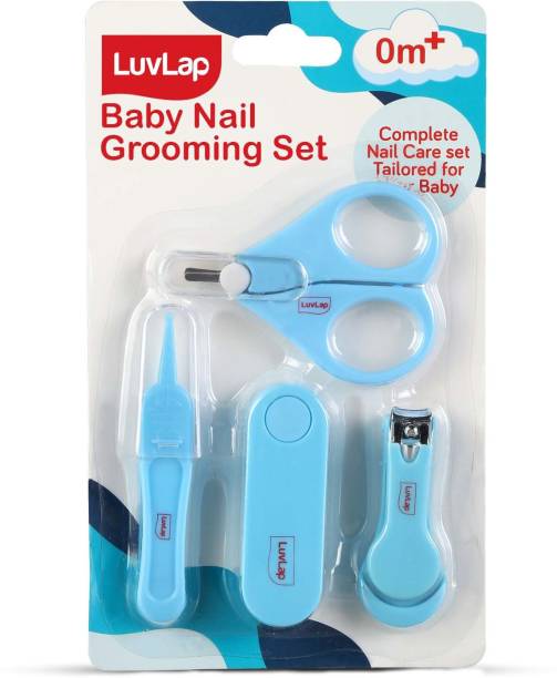 LuvLap Baby Grooming Scissors & Nail Clipper Set/Kit, Manicure Set, 4pcs, 0m+