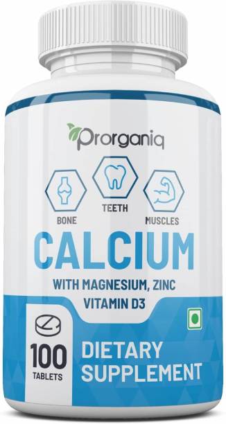 Prorganiq Calcium Tablets with Magnesium, Zinc, Vitamin D3 for Stronger Bones(100 Tablets)