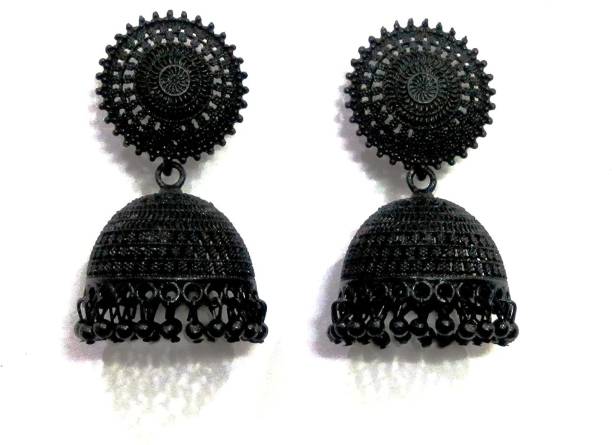 TANLOOMS Jhumka earrings for Girls and Woman (Black) Alloy Jhumki Earring