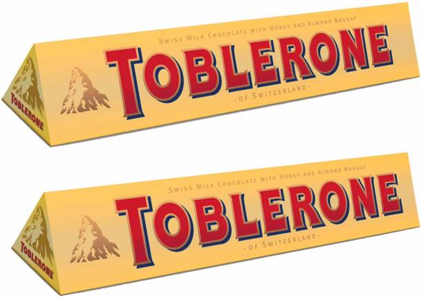 toblerone Milk Chocolate with Honey and Almond Nougat Pack of 2, x 100 g Bars