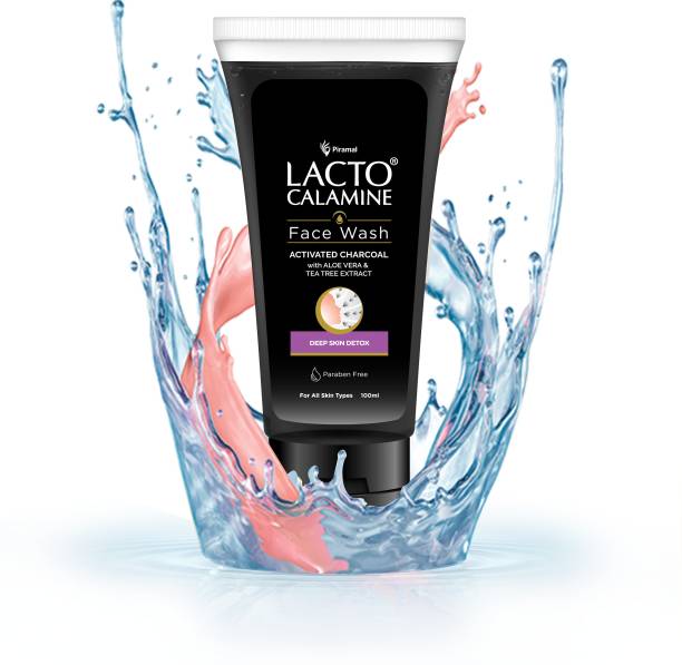 Lacto Calamine Activated Charcoal  Aloe Vera & Tea Tree Extract Deep Skin Detox Pack 1 Face Wash
