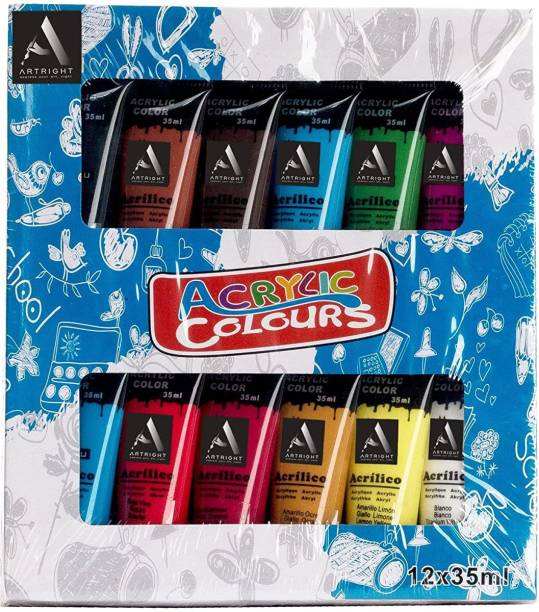 ArtRight Acrylic Paints,Set of 12 Assorted Shades,35ml Tubes Quantity : 420 ml