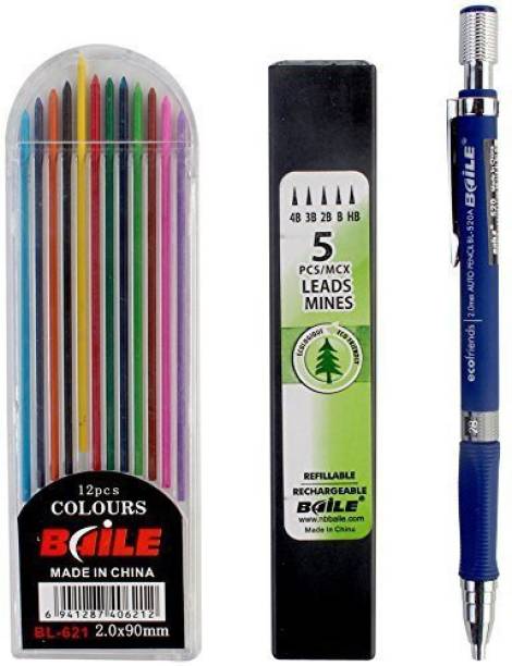 FRKB Baile Super Combo Mechanical Pencil with 5 Black & 12 Color Lead Refills Pencil