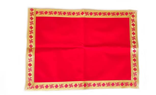 jai kamla devi Red Velvet Pooja Aasan / set of 1 pack / size : 21" * 15" inch Altar Cloth