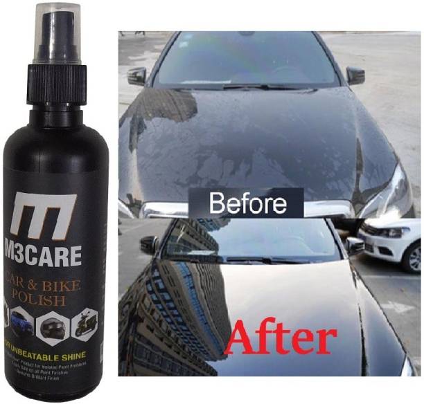 M3CARE Liquid Car Polish for Windscreen, Dashboard, Chrome Accent, Metal Parts, Exterior, Bumper, Leather, Headlight