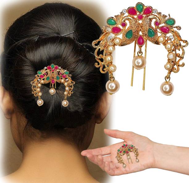 FIMBUL Aambada JudaPin Hair Broch Jewelry Indian Decoration with HookWedding Bridal(18) Bun Clip