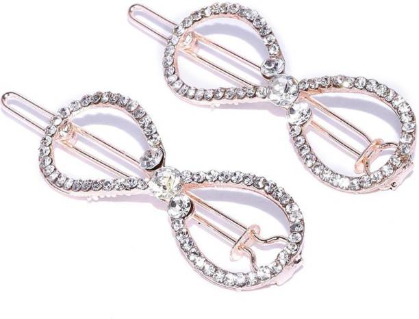 Kord Store Stylish Rose Gold Plated White Stone Hair Clip/Hair Pin For Girls and Women Hair Pin