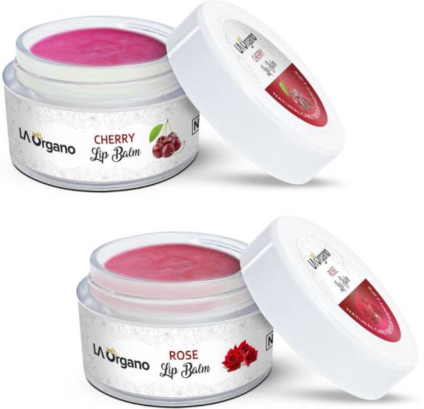 LA Organo Cherry & Rose Natural Lip Balm, Non Sticky, Protects & Nourishes Dry Chapped Lip Rose, Cherry