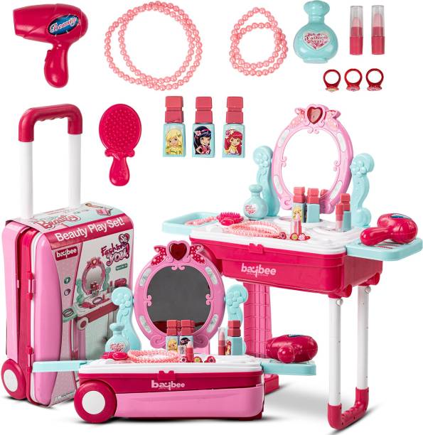 baybee 3 in 1 Beauty Makeup Kit Set Pretend Play Toys with Make up Trolley Suitcase