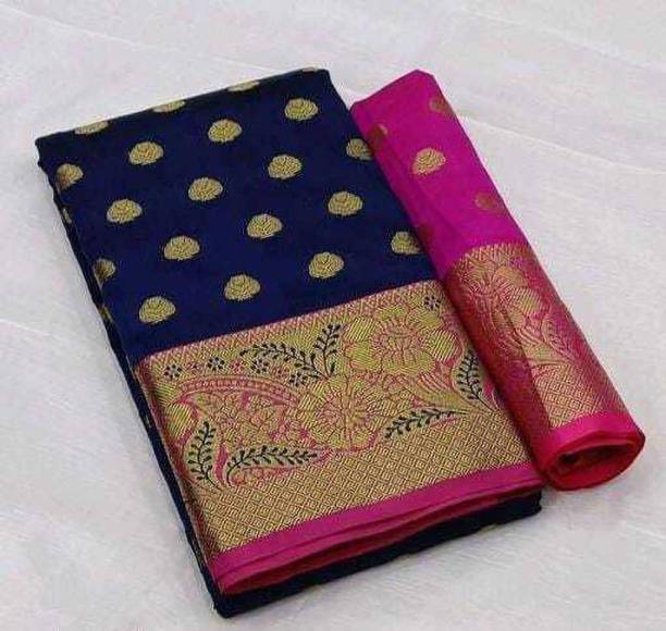 welcome creation Striped Paithani Cotton Silk Saree
