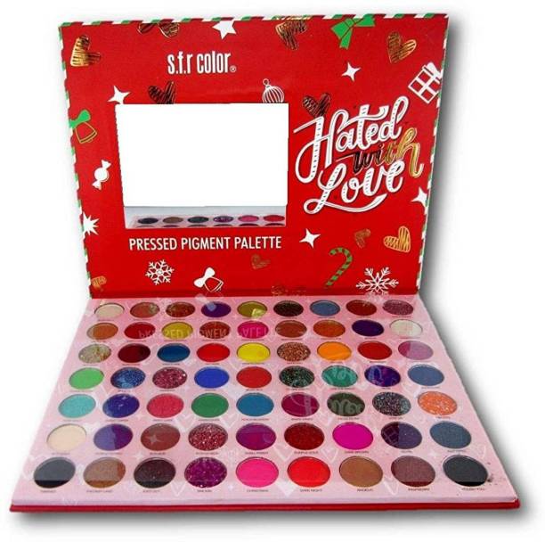 Beauty Glazed Swiss Edtion 63 Colors Matte, Shimmery & Glittery Highly Pigmented Pressed Powder Hated with Love Beauty EyeShadow Eye Shadow Palette Red 70 g