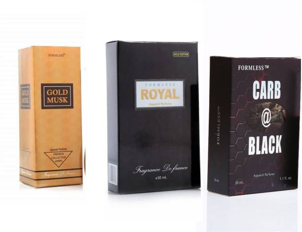 FORMLESS CARB BLACK, & ROYAL, & GOLD MUSK 30 ml each 3 Pc. Top Quality Combo Pack Perfume Eau de Parfum  -  90 ml