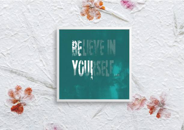White Floater Framed Canvas Motivation Art Wall Print Poster 22x22 Inch - NW424 Canvas Art