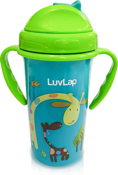 LuvLap Tiny Giffy Baby Sipper/ Sippy Cup 300ml, Anti-Spill Soft Silicone Spout, 6m+,