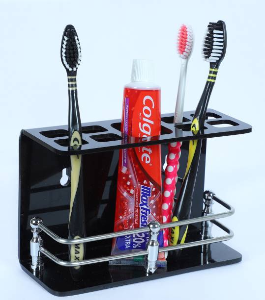 PLNJAR SS Railing Toothbrush Toothpaste Razor Holder for Bathroom, Use Office Desk Acrylic Toothbrush Holder