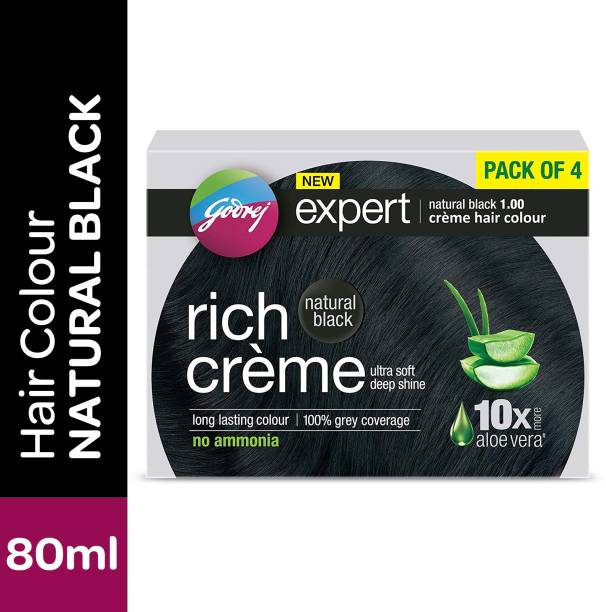 Godrej Expert Rich Creme Hair Colour Pack of 4 , Natural Black