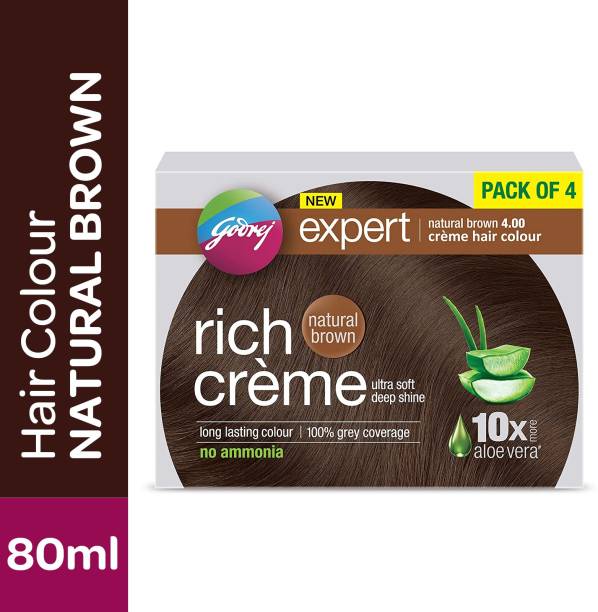 Godrej Expert Rich Creme Hair Colour Pack of 4 , NATURAL BROWN