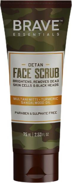 Brave Essentials De-Tan Face Scrub | Brightens; Removes dead skin cells & blackheads | 75 ml Scrub