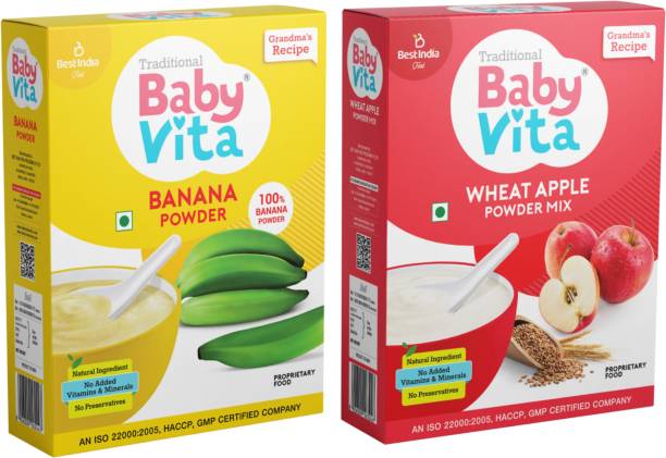 Babyvita Wheat-Apple & Kerala Banana Powder Mix Combo|No Added Vitamins & Minerals Cereal