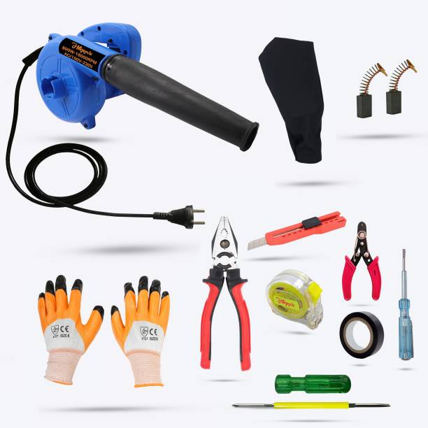Hillgrove HGCM22M1 800W Air Blower with 7Pcs Hand Tool Kit, Carbon Brushes and Gloves Forward Curved Air Blower