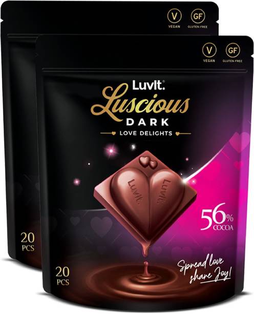 LuvIt Luscious Dark Love Delights-Heart Shaped Dark Chocolate|Valentine's Gift of Love Bars