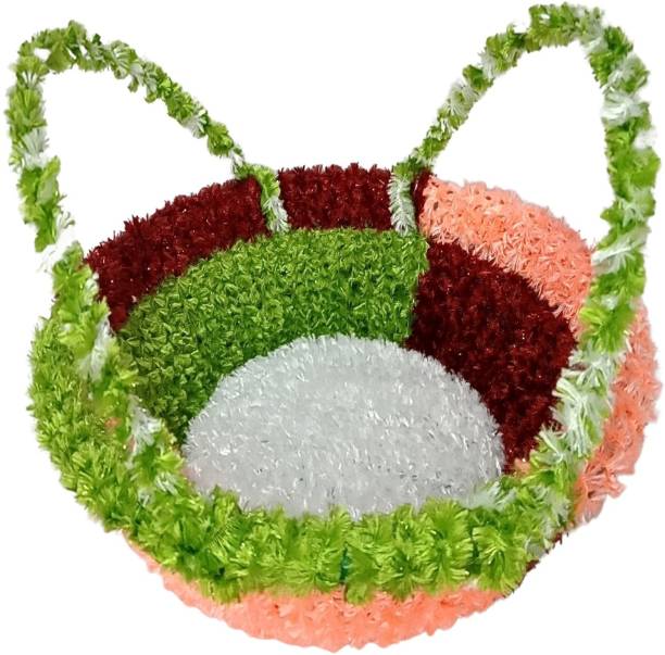 YashodaVatsal Multipupose, Multicolored MEDIUM SIZE Feather Basket/Tokri For Laddu Gopal Ji Plastic Flower Basket