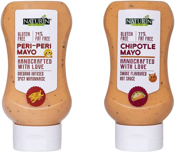 Naturin Combo Pack of 2- Peri-Peri Mayo 290g and Chipotle Mayo 290g | Mayonnaise Sauce & Dip