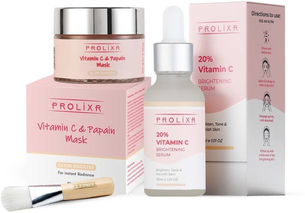 Prolixr Vitamin C Glow Kit - Skin Brightening - Includes Mask & Serum - All Skin Types