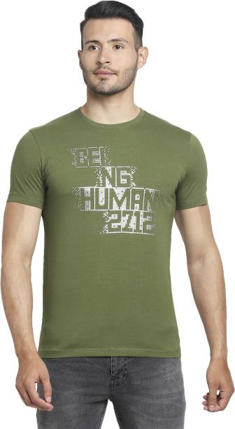 Men Typography Round Neck Light Green T-Shirt Price in India