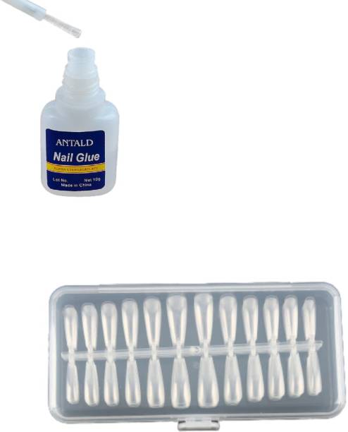 SYGA Trapezoidal False Nails & Glue Bottle Women & Girls - Transparent, 240 pcs Transparent