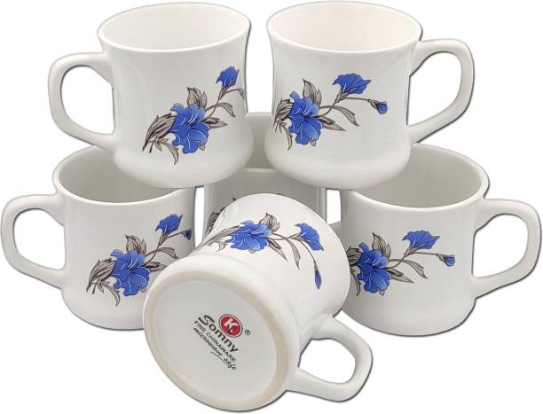 KC Somny Pack of 6 Ceramic Floral Print Coffee Cup & Te...