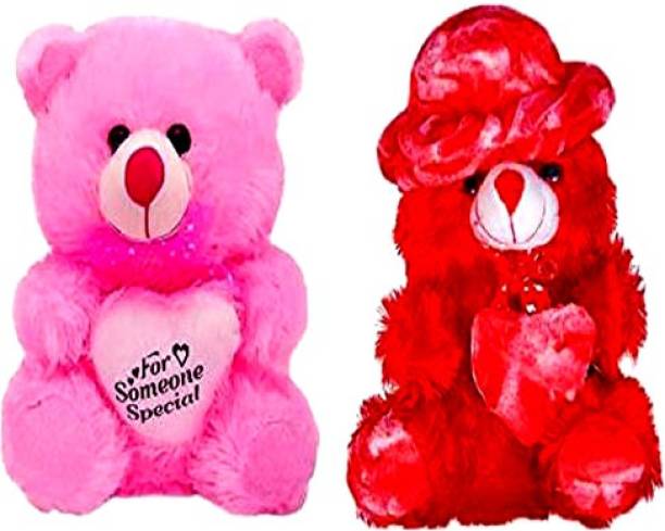 Mayur Toys Beautiful Combo, Pink Someone Special & Red Cap Teddy  - 32 cm
