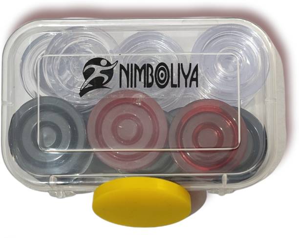 NIMBOLIYA CRYSTAL carrom coins set with striker and powder with box Carrom Pawns