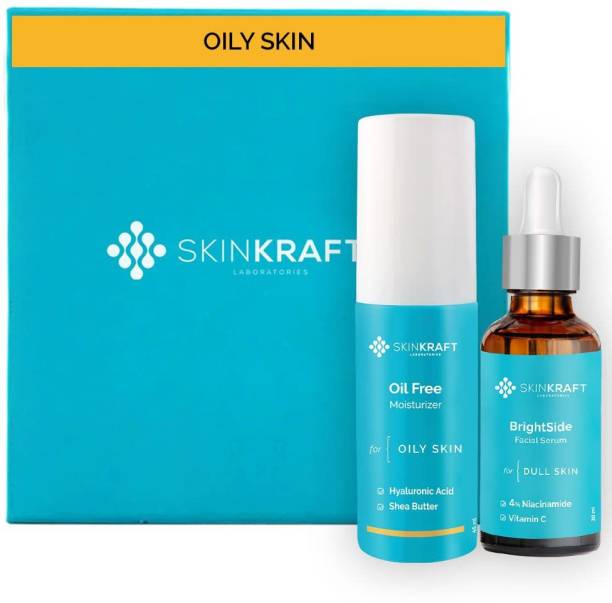 Skinkraft Skin Moisturizer-Face Serum Combo For Oily Skin -Oil Free Face Moisturiser-45ml- Brightening Face Serum For Tan-30gm