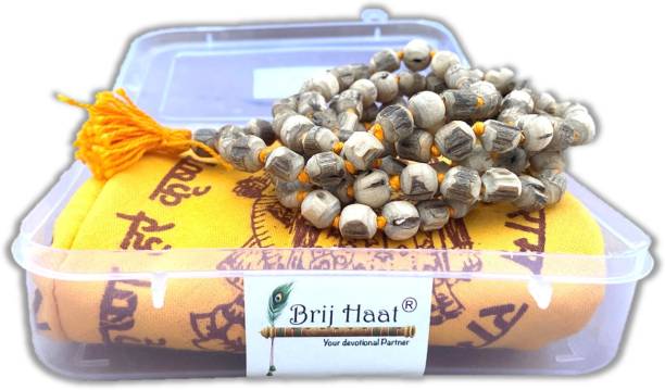 BRIJ HAAT Rosary Tulsi Mala 108+1 Beads jaap japa mala with Cotton Gaumukhi Japa Bag Deity Ornament