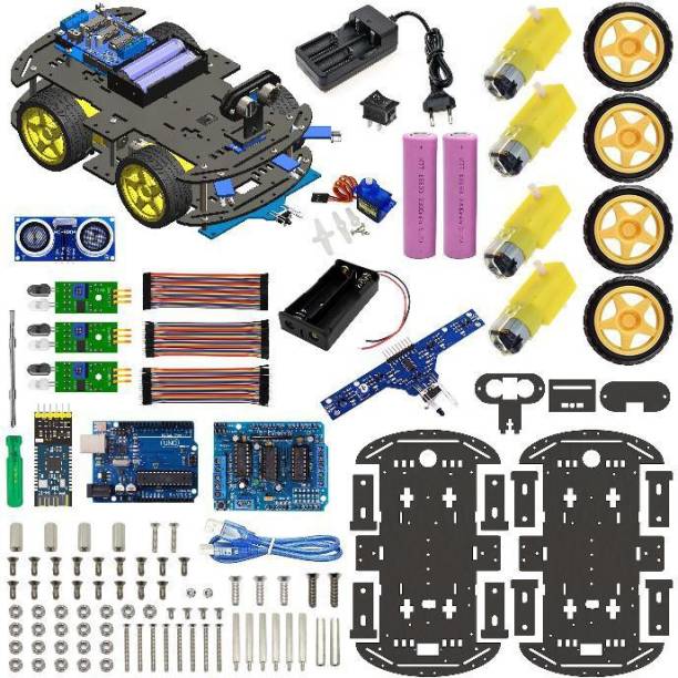 SunRobotics 4WD Robotics Chassis including Motors , wheels & 18650 Battery holder Electronic Components Electronic Hobby Kit