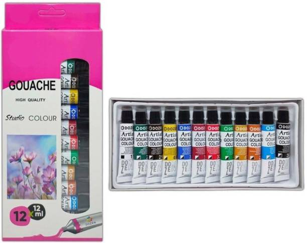 THR3E STROKES Artist's Gouache Color High Quality Studio Colour 12ML Tubes 12 Shades