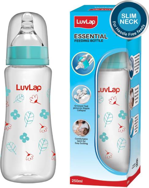 LuvLap 250ml Slim Neck Baby Feeding Bottle, PP, BPA Free, 3m+ (Wild Flowers) - 250 ml