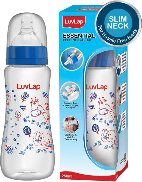 LuvLap 250ml Slim Neck Baby Feeding Bottle, PP, BPA Free, 3m+ (Jungle Tales) - 250 ml