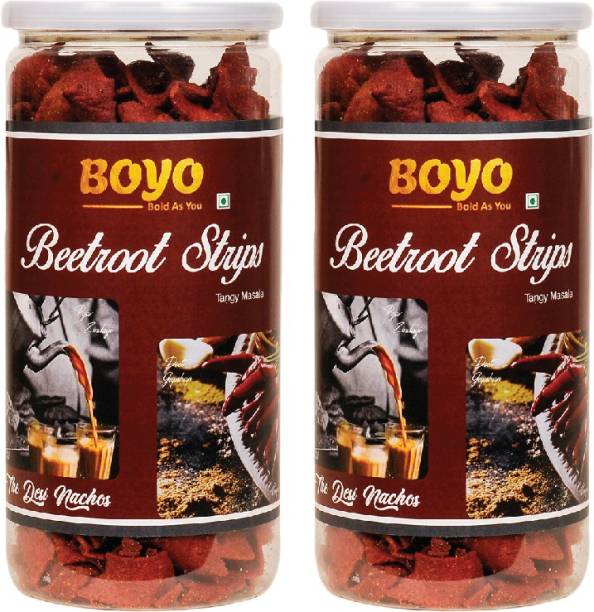 BOYO Beetroots Strips Tangy Masala 150gm Combo (Pack of 2) Chips