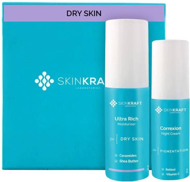 Skinkraft Face Moisturizer & Night Cream Combo - Ultra Rich Moisturiser & Correxion Night Cream - For Dry Skin - Net Vol: 75 ml