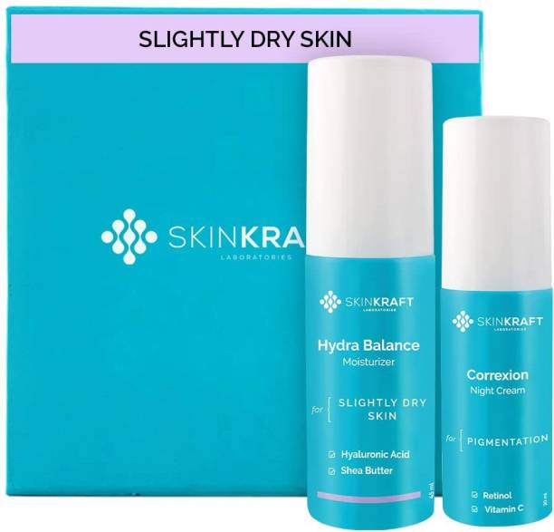 Skinkraft Face Moisturizer & Night Cream Combo -Hydra Balance Moisturiser & Correxion Night Cream - For Slightly Dry Skin -Net Vol: 75 ml