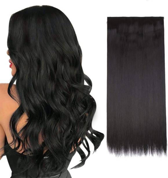 DIYA DIVINE Synthetic  Extension Natural Black Straight Clip In Extension (Pack of 1) Hair Extension