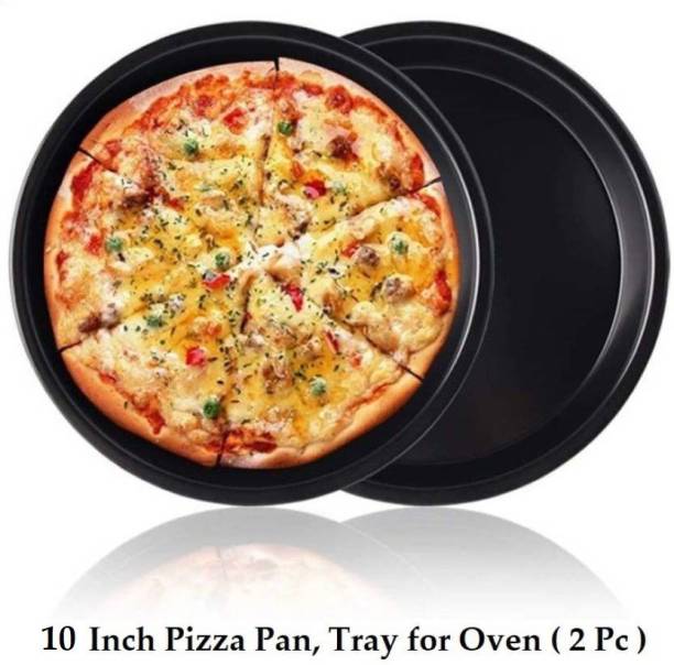 TRENDING PRODUCTS VILLA 10 Inch Pizza Pan, Plate, Tray Carbon Steel, Baking Non-Stick for Oven ( 2Pc ) Pizza Tray