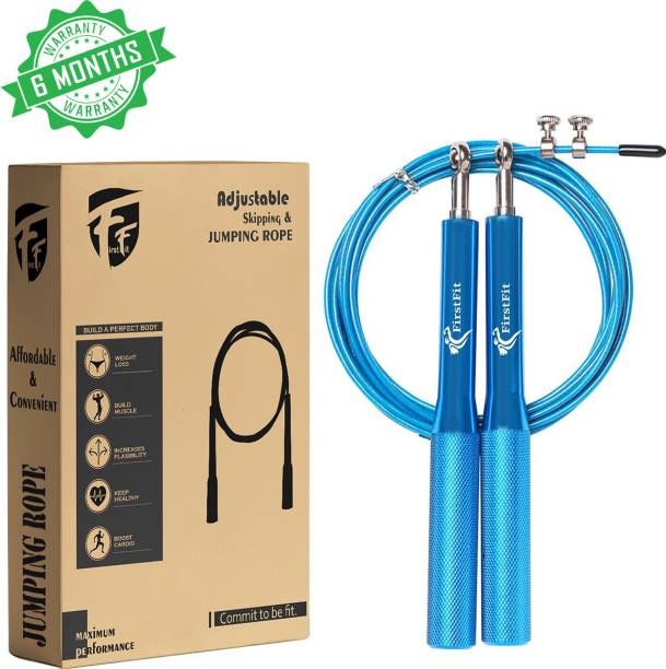 FirstFit Metallic Handle Skipping Rope With Adjustable Length Anti-skid Handles for Men Freestyle Skipping Rope
