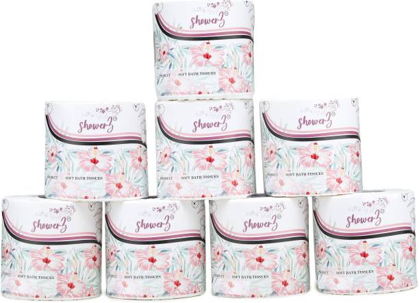 ShowerZ 2 Ply Tissue Toilet Paper Roll (Pack of 8) Toil...