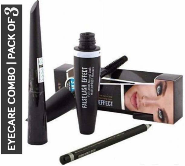 Lele 3 in 1 Combo of Waterproof Eyeliner, Mascara With Eyebrow Pencil A-3 3 g
